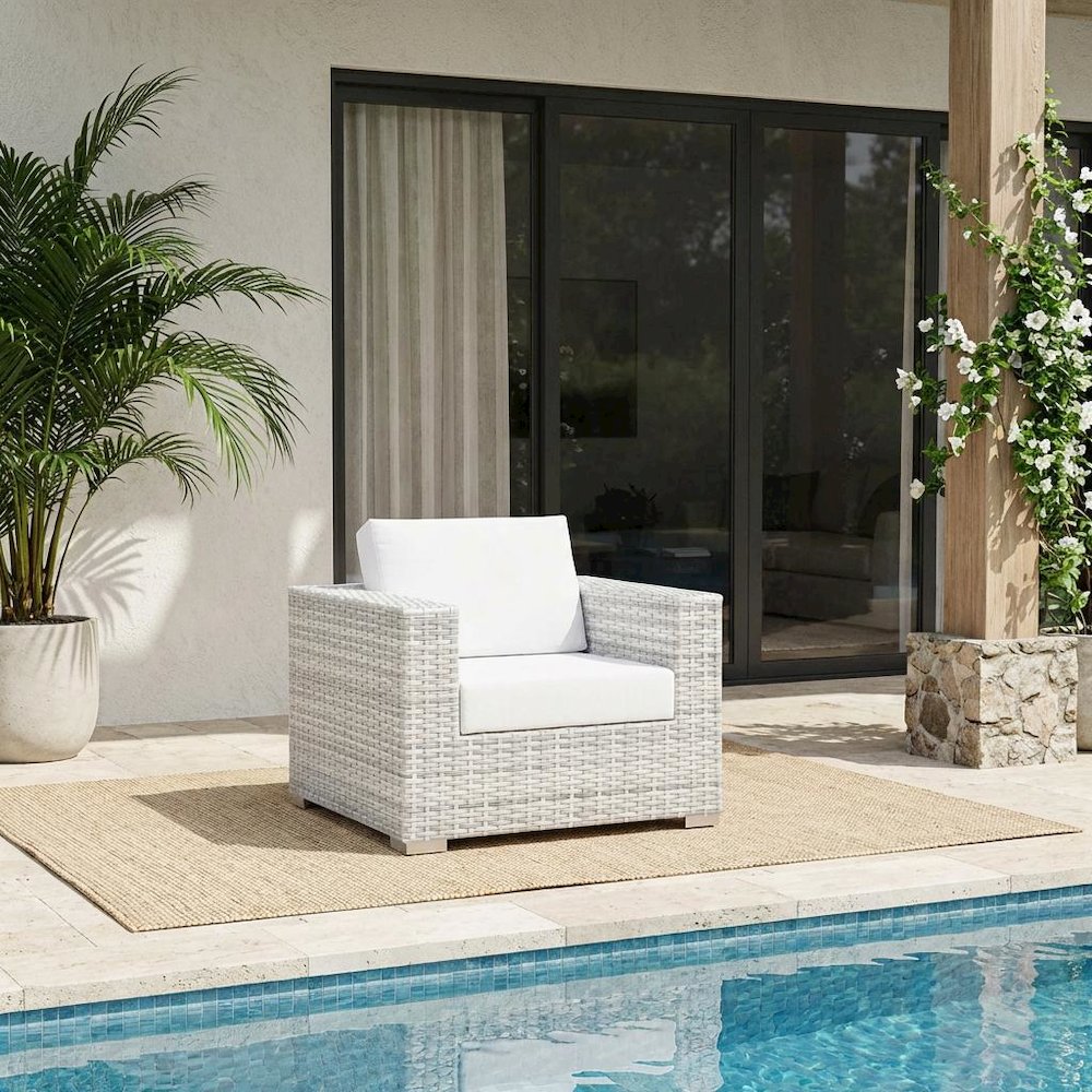Outdoor Patio Armchair With Cushioned Seat And Armrests. Picture 2
