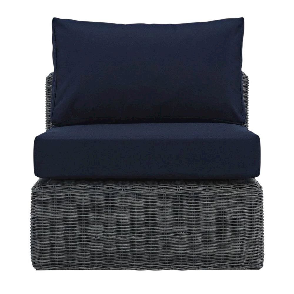 Outdoor Patio Armless Lounge Chair With Cushioned Seating And Modern Design. Picture 4