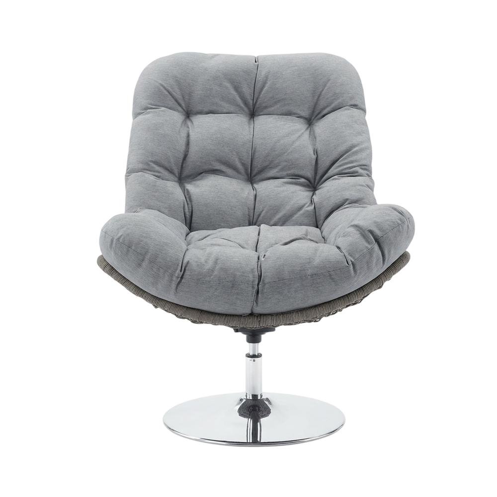 Wicker Rattan Outdoor Patio Swivel Lounge Chair With Cushioned Seat. Picture 4