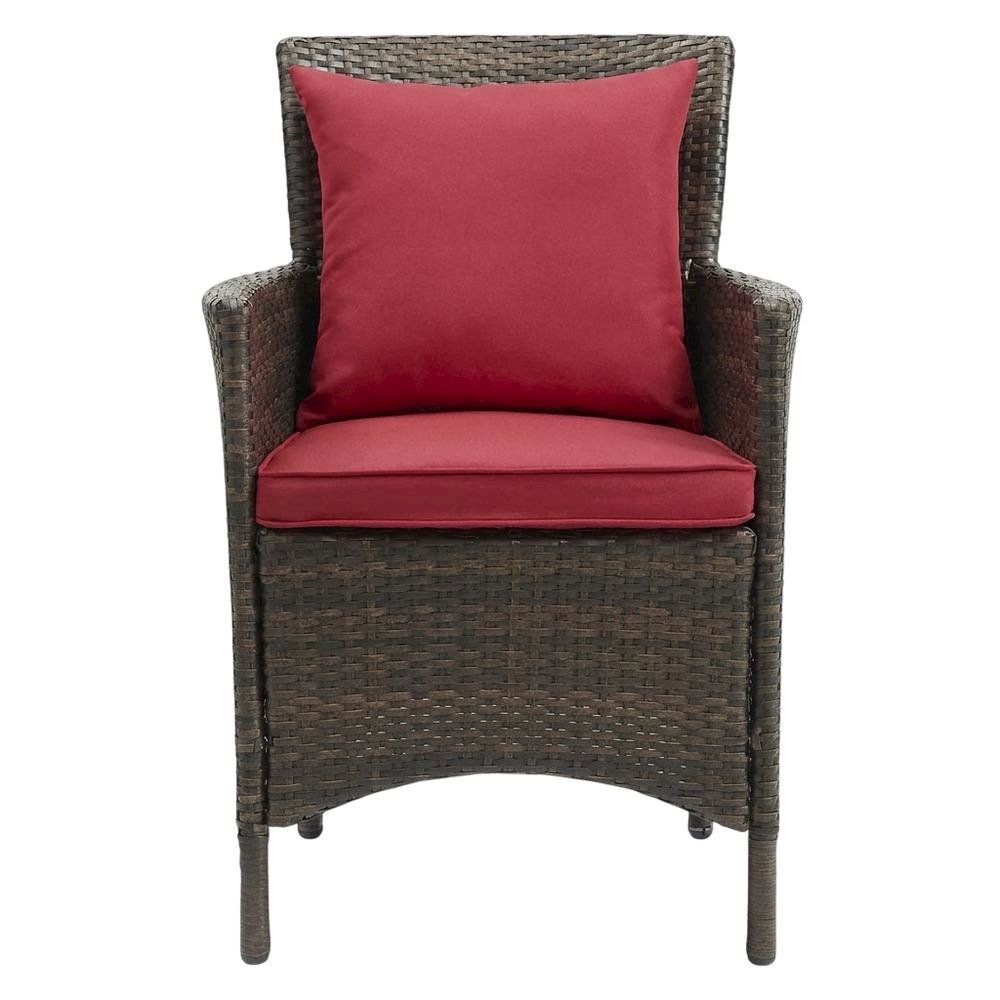 Outdoor Patio Wicker Rattan Lounge Armchair With Armrests And Cushioned Seat. Picture 4