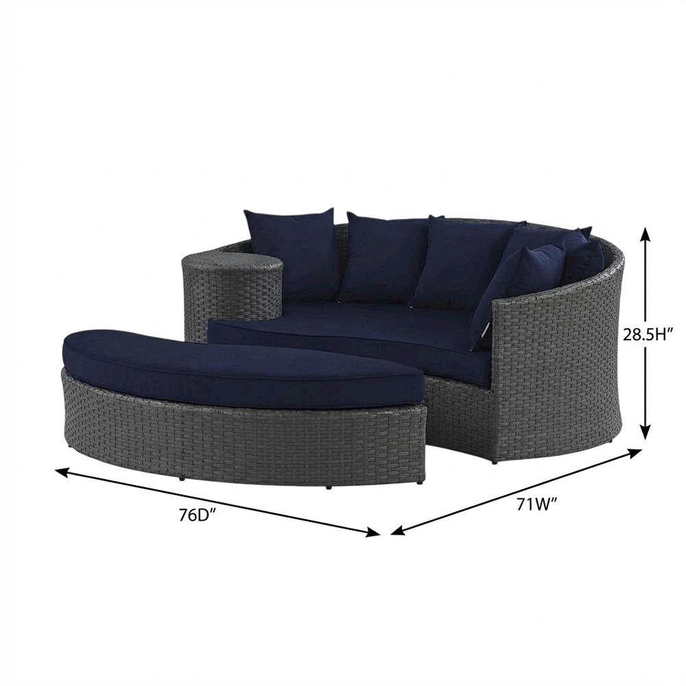 Outdoor Patio Daybed with Cushions and Armrests for Lounge Relaxation. Picture 7