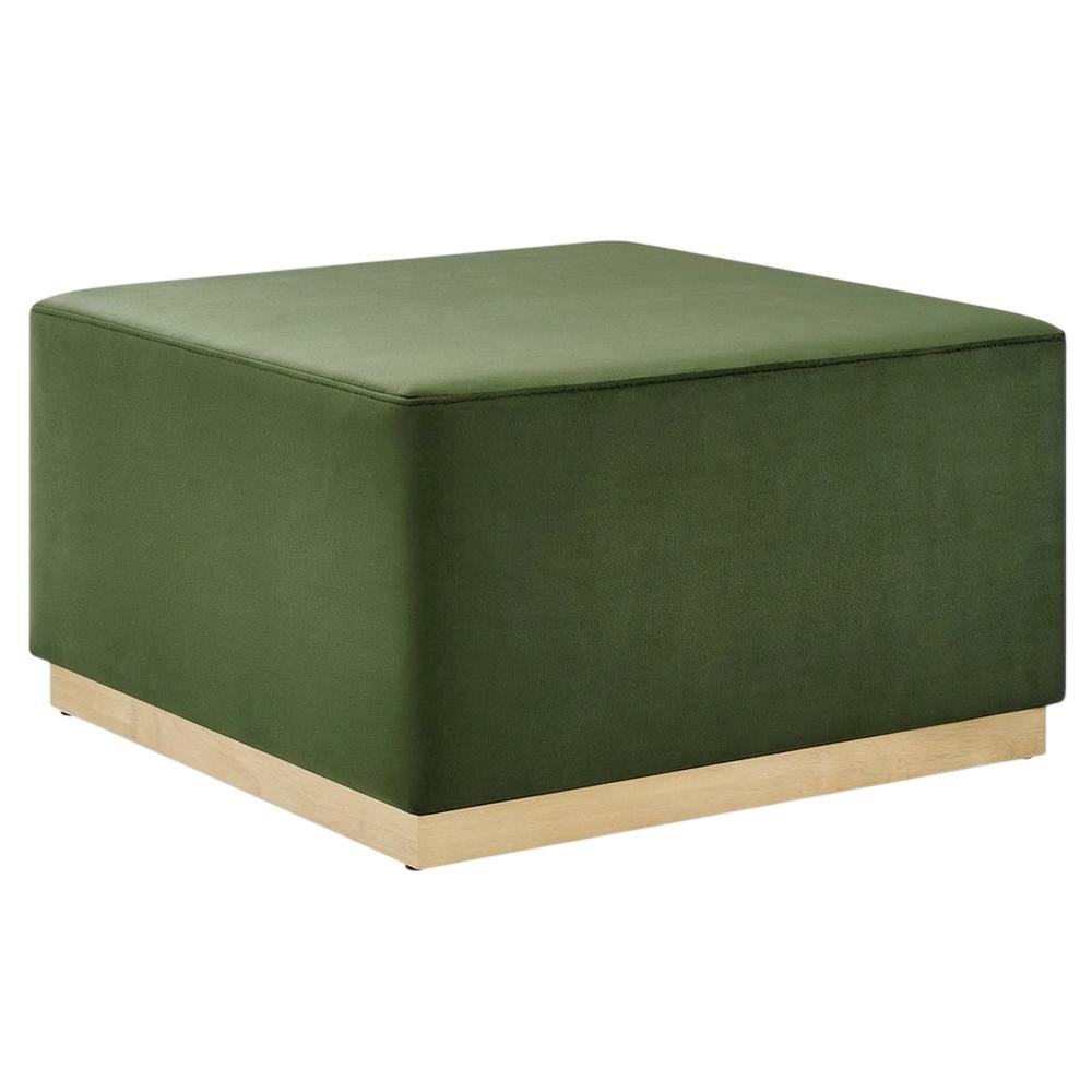 Square Performance Velvet Ottoman, Neutral Color, Plush Upholstery, Patio Spaces. Picture 1