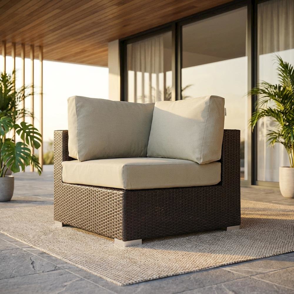 Outdoor Patio Corner With Cushioned Seating And Armrests For Cozy Outdoor Living. Picture 2
