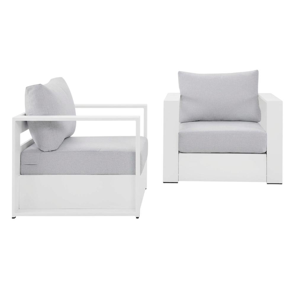 2-Piece Outdoor Aluminum Armchair Set, Powder-Coated Finish, Comfortable Cushion. Picture 1