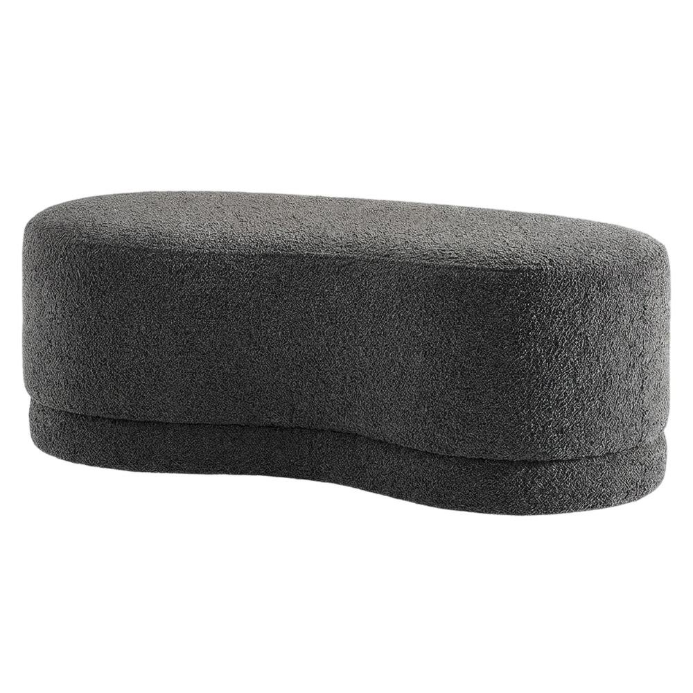 Upholstered Outdoor Ottoman Bench With Cushioned Top In Neutral Fabric. Picture 1