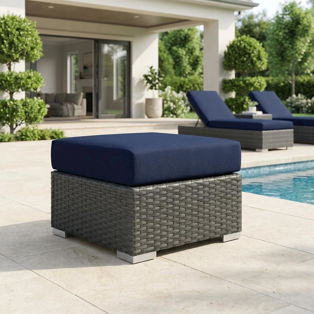 Stylish Outdoor Ottoman with Durable Fabric and Comfortable Design. Picture 3