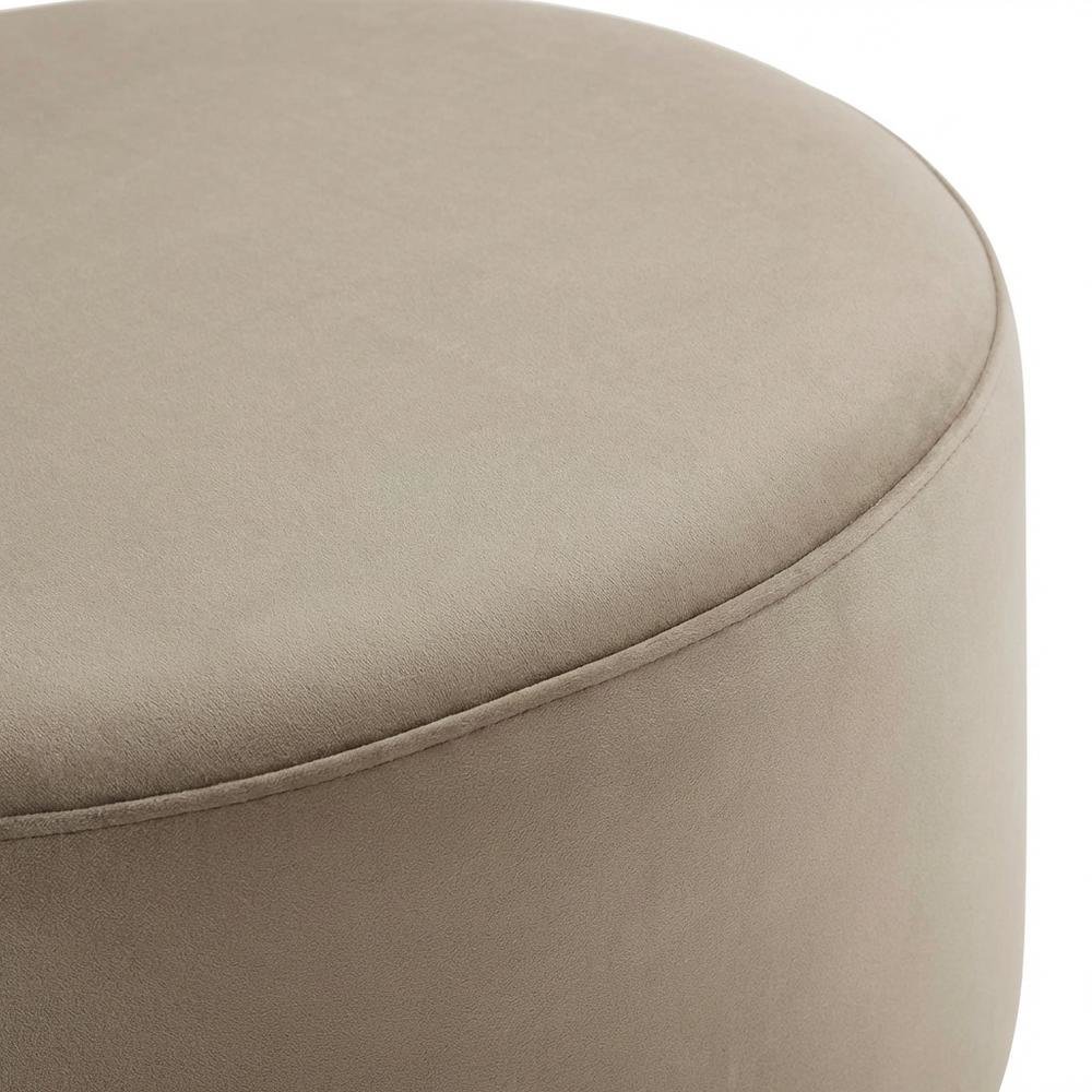 Performance Velvet Outdoor Ottoman In Neutral Color, Plush Upholstery, Sturdy. Picture 5