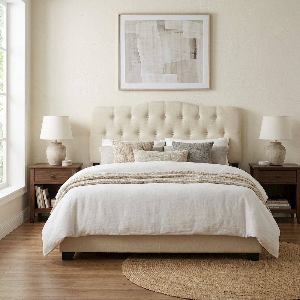Upholstered Queen Fabric Headboard with Padded Design and Sturdy Construction. Picture 3