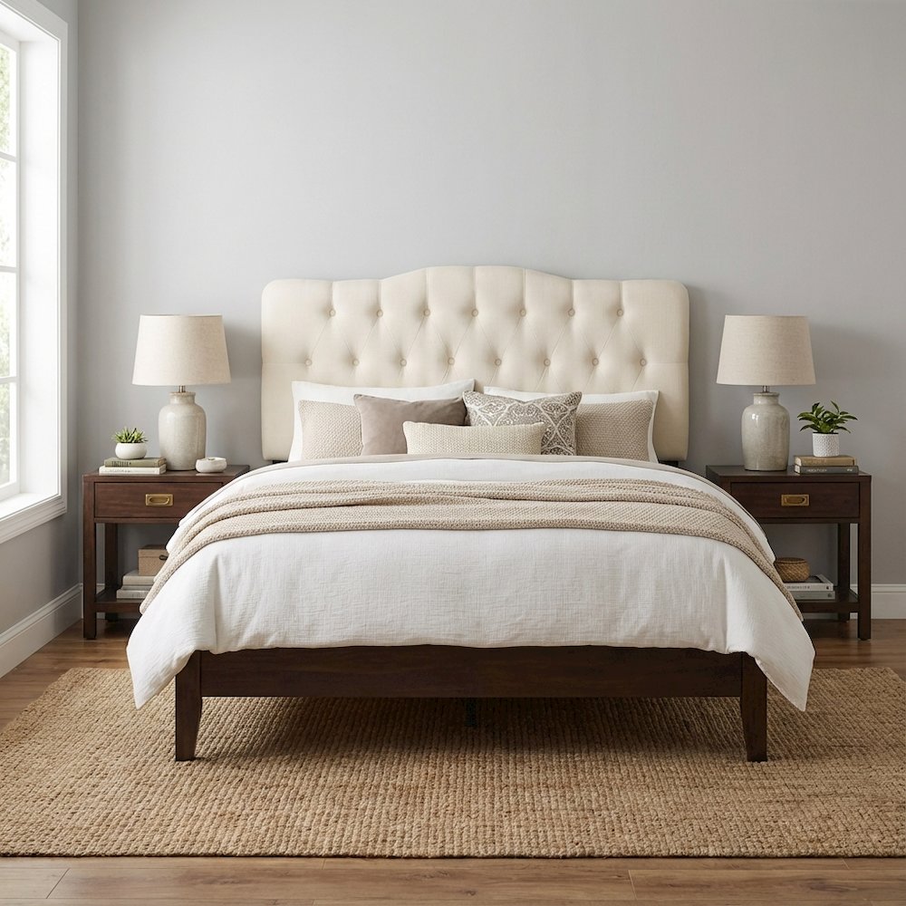 Upholstered Fabric King Headboard with Padded Design for Comfortable Support. Picture 3