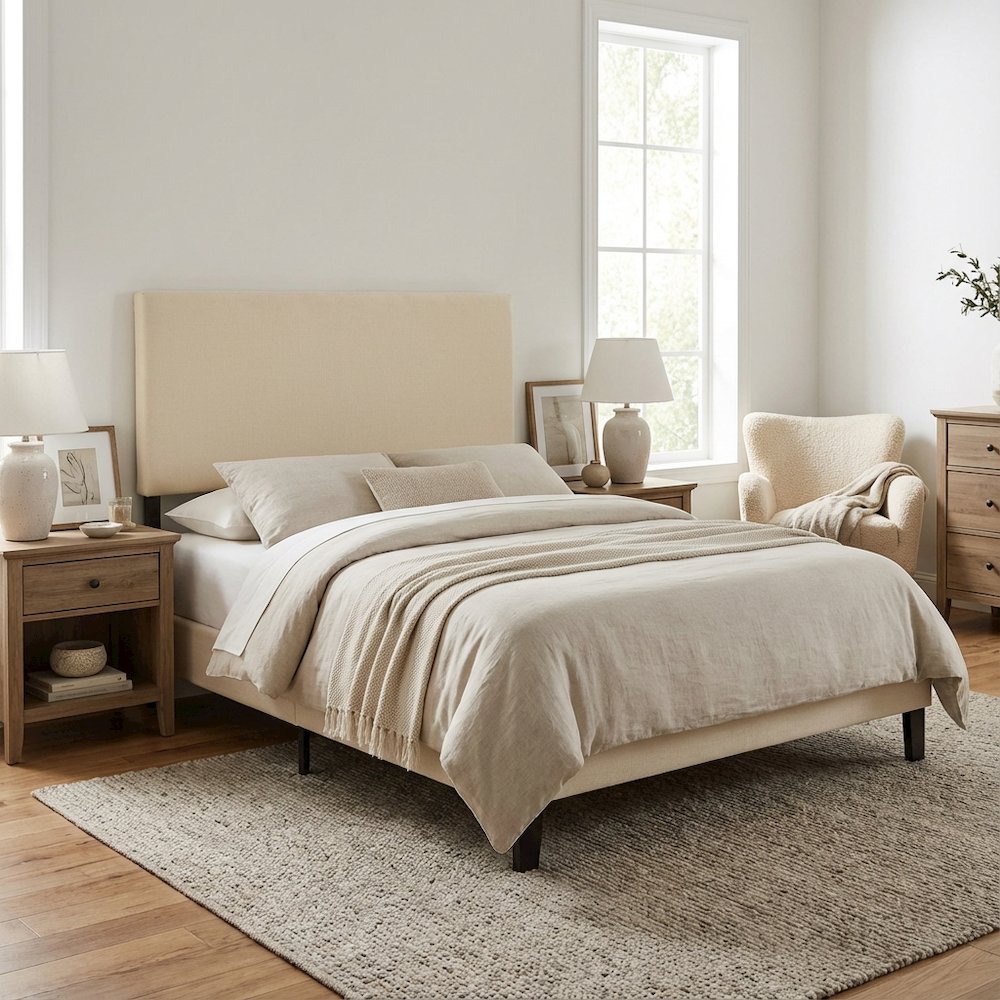 Upholstered Fabric King Headboard with Padded Design and Durable Frame. Picture 3