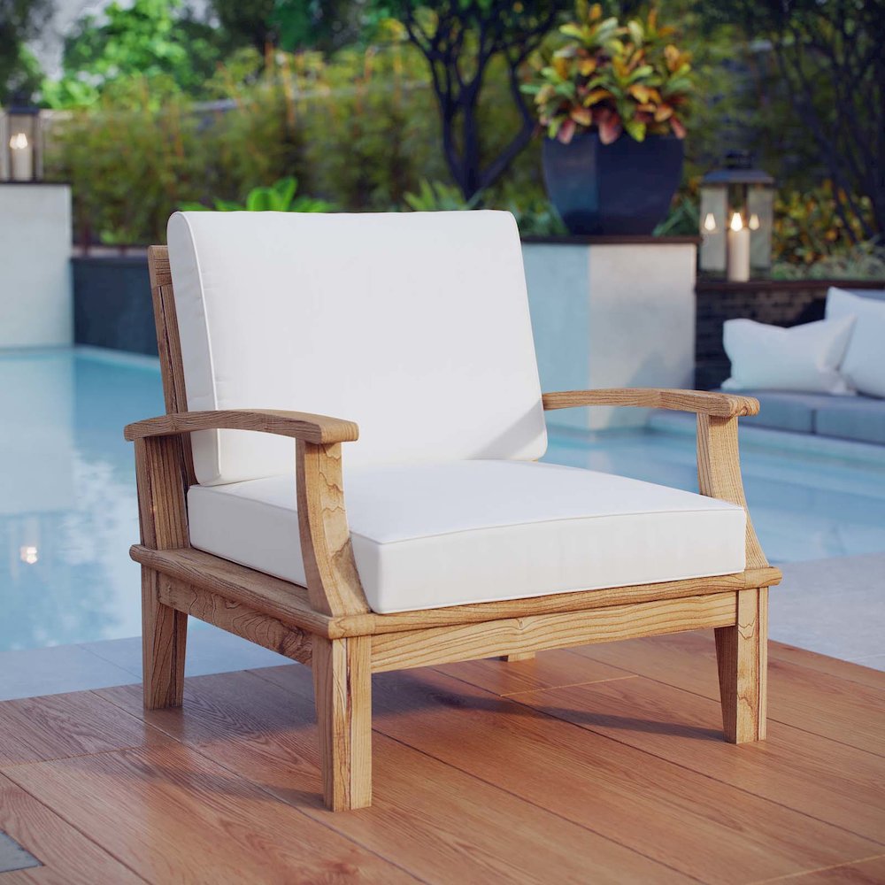 Marina Outdoor Patio Teak Armchair. Picture 5