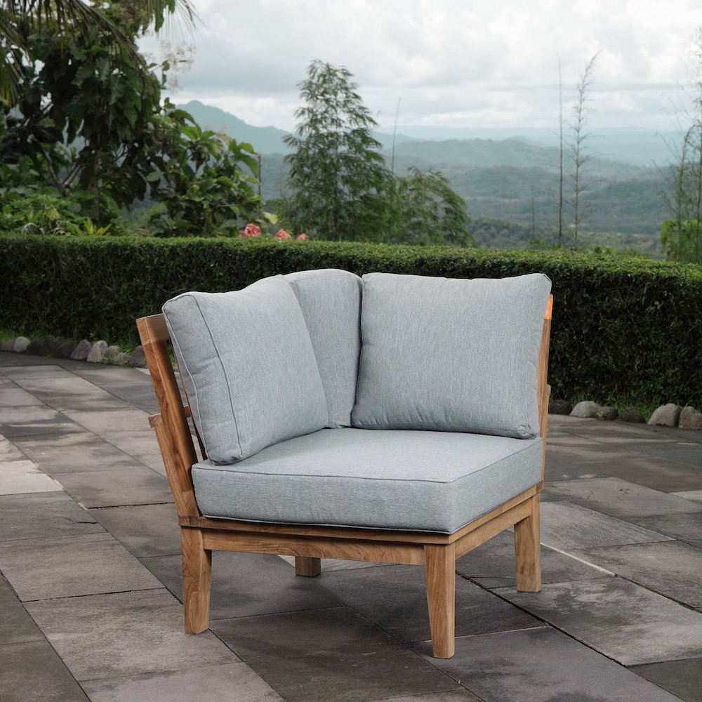 Marina Outdoor Patio Teak Corner Sofa. Picture 5