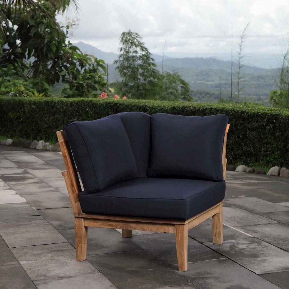 Marina Outdoor Patio Teak Corner Sofa. Picture 7