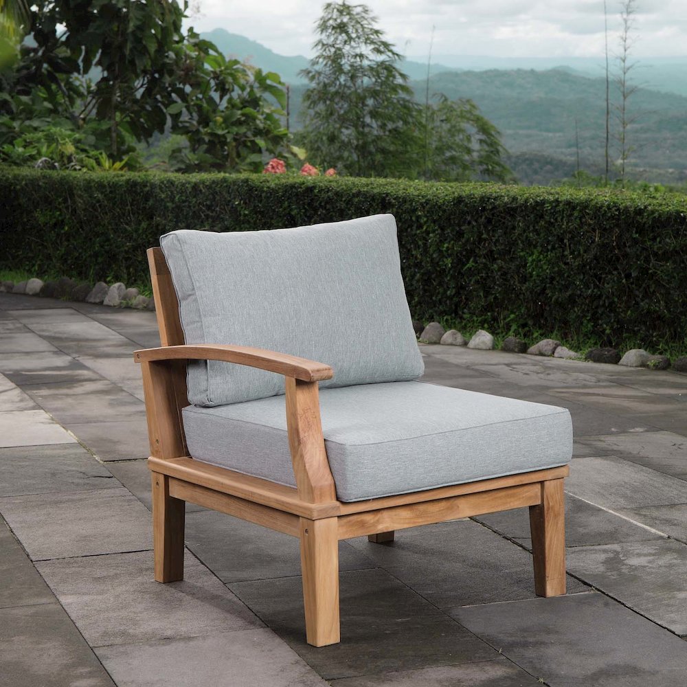 Marina Outdoor Patio Teak Left-Facing Sofa. Picture 6