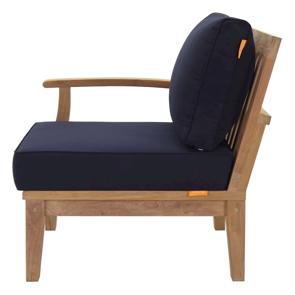 Marina Outdoor Patio Teak Left-Facing Sofa. Picture 4