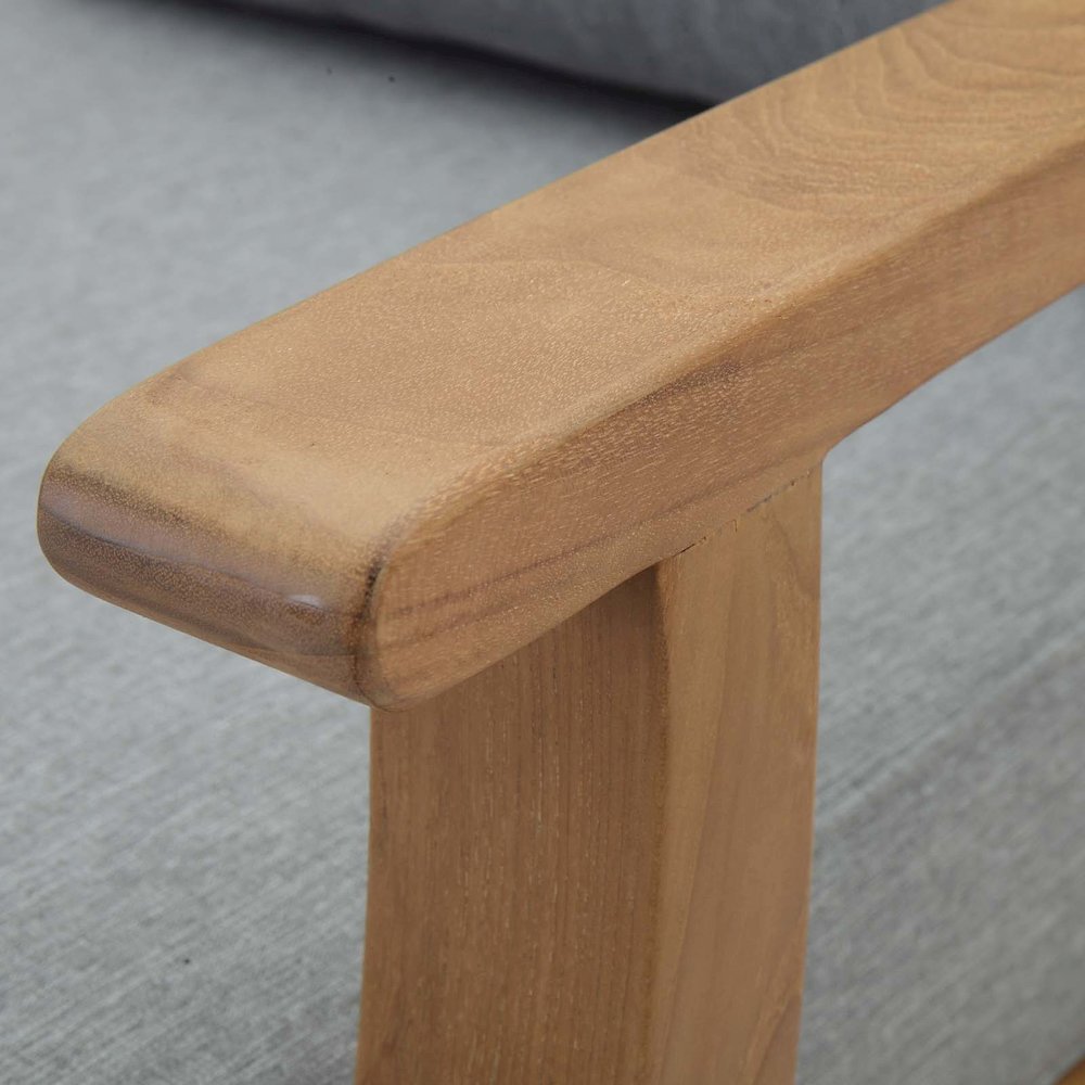 Marina Outdoor Patio Teak Right-Facing Sofa. Picture 8