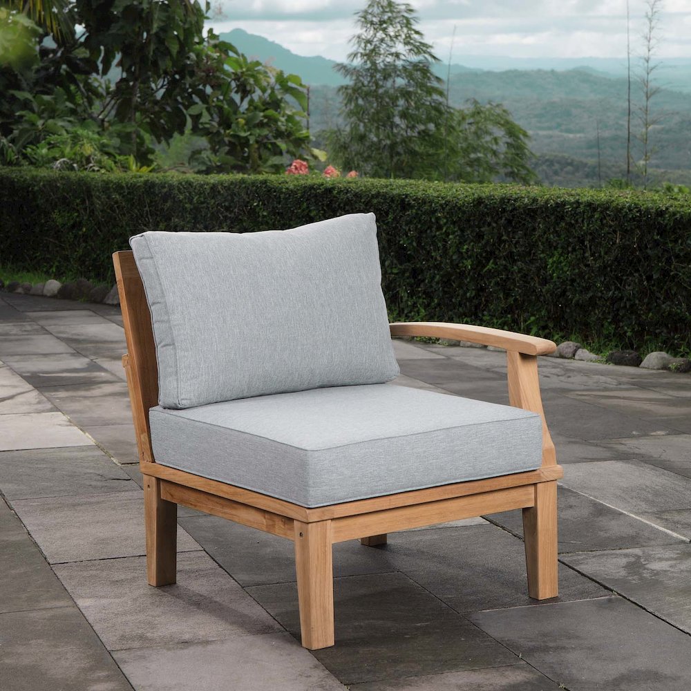 Marina Outdoor Patio Teak Right-Facing Sofa. Picture 6