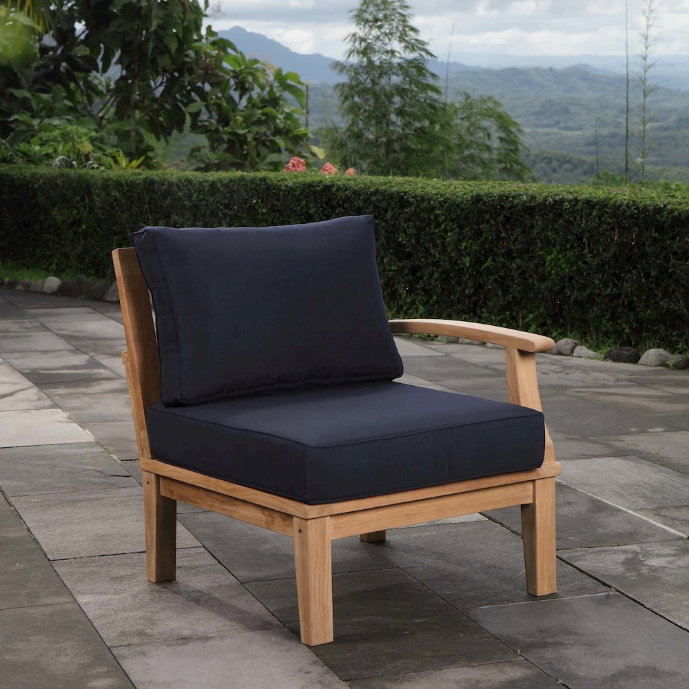 Marina Outdoor Patio Teak Right-Facing Sofa. Picture 6