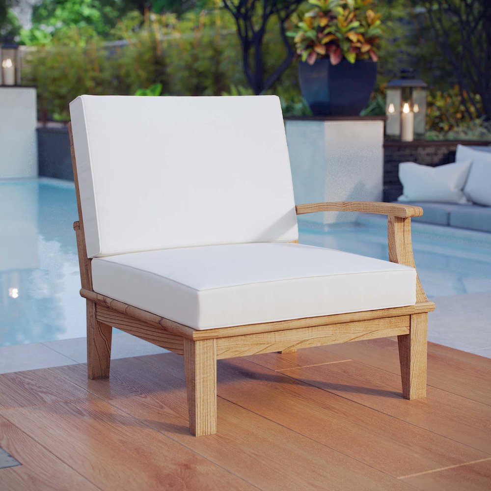 Marina Outdoor Patio Teak Right-Facing Sofa. Picture 5