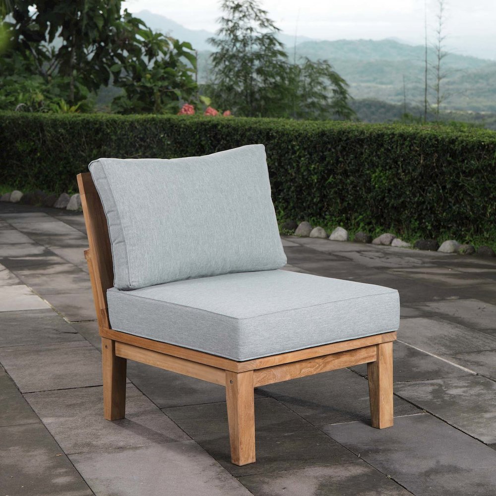 Marina Armless Outdoor Patio Teak Sofa. Picture 5
