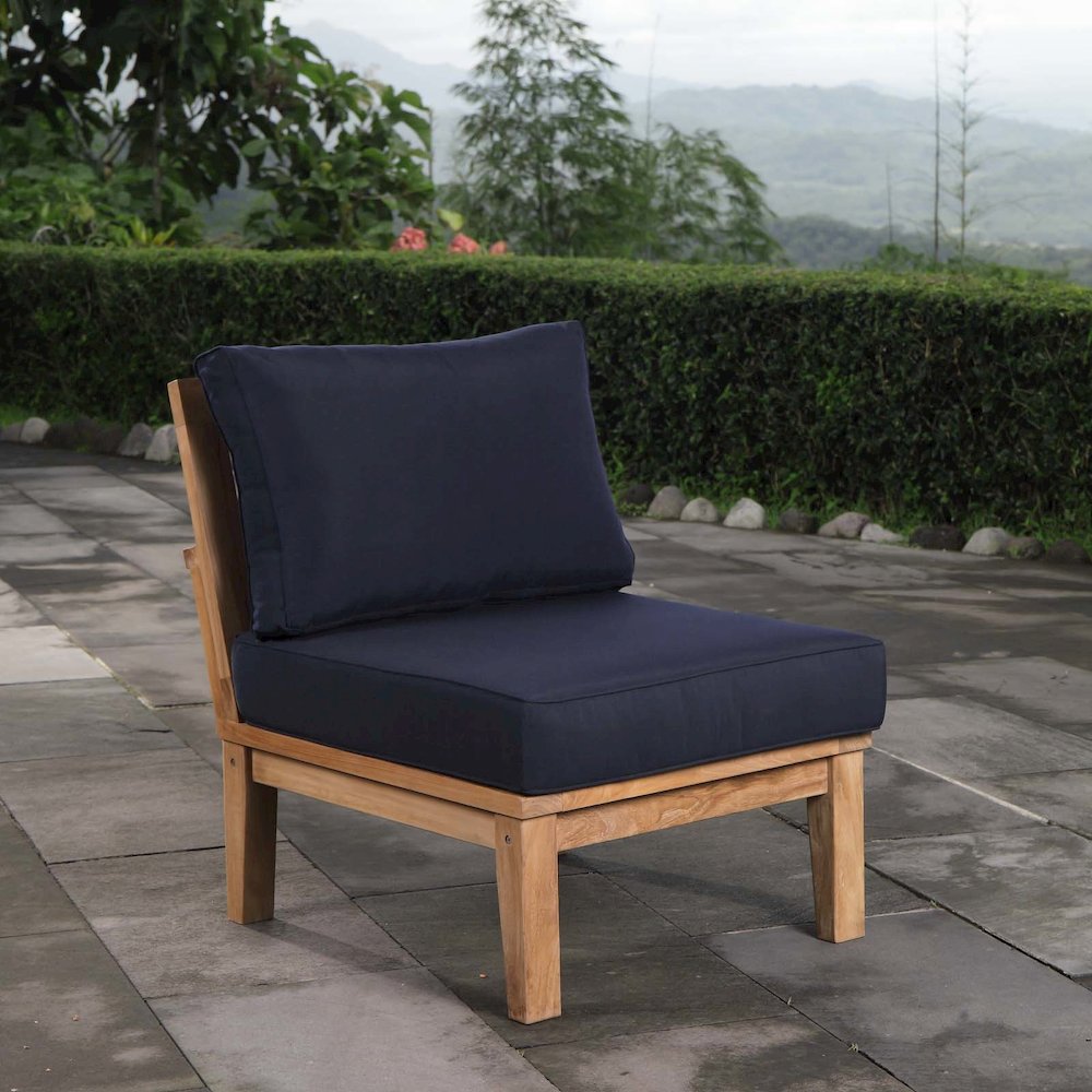 Marina Armless Outdoor Patio Teak Sofa. Picture 7