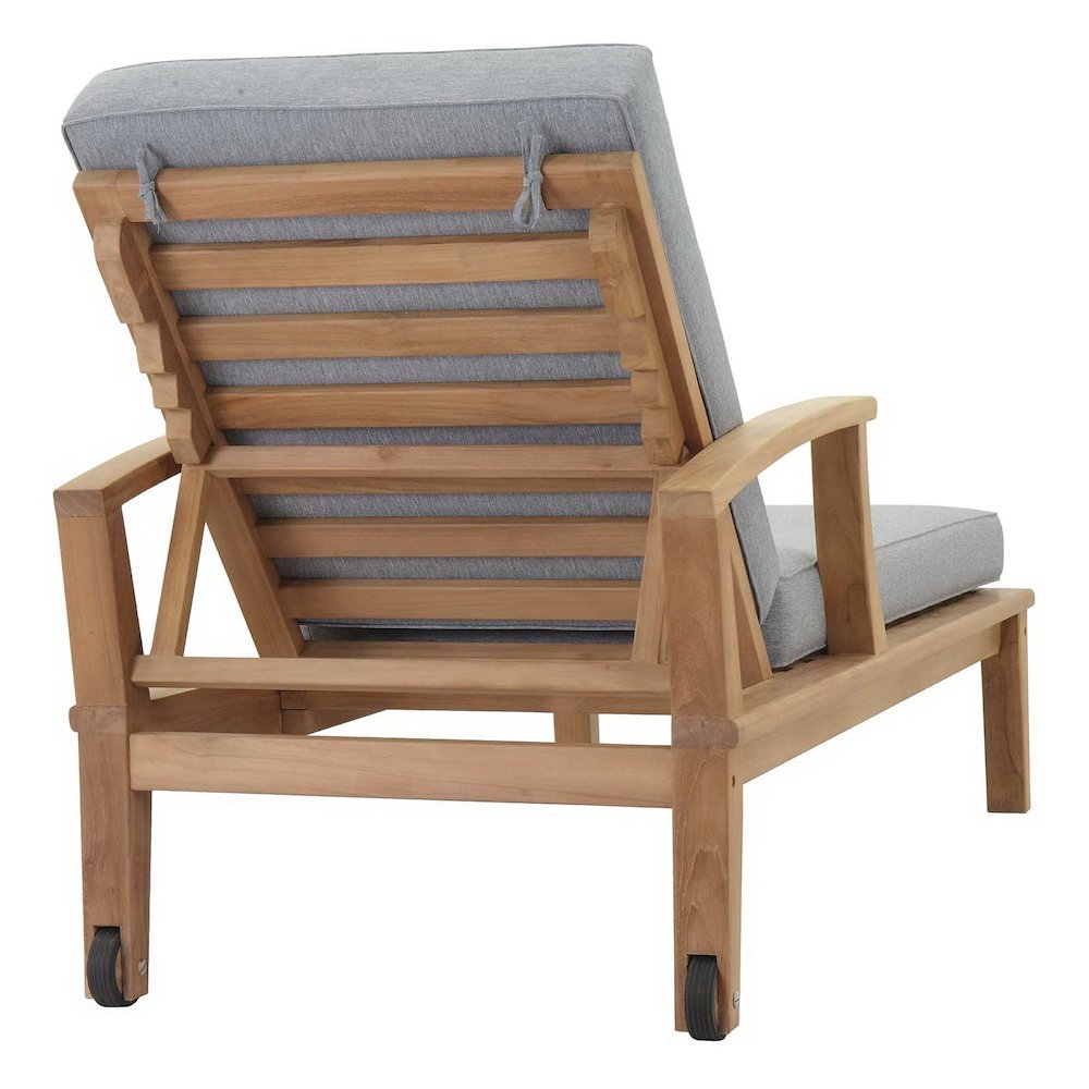 Marina Outdoor Patio Teak Single Chaise. Picture 3