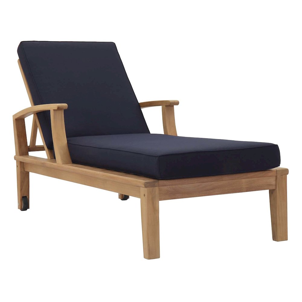 Marina Outdoor Patio Teak Single Chaise. Picture 1