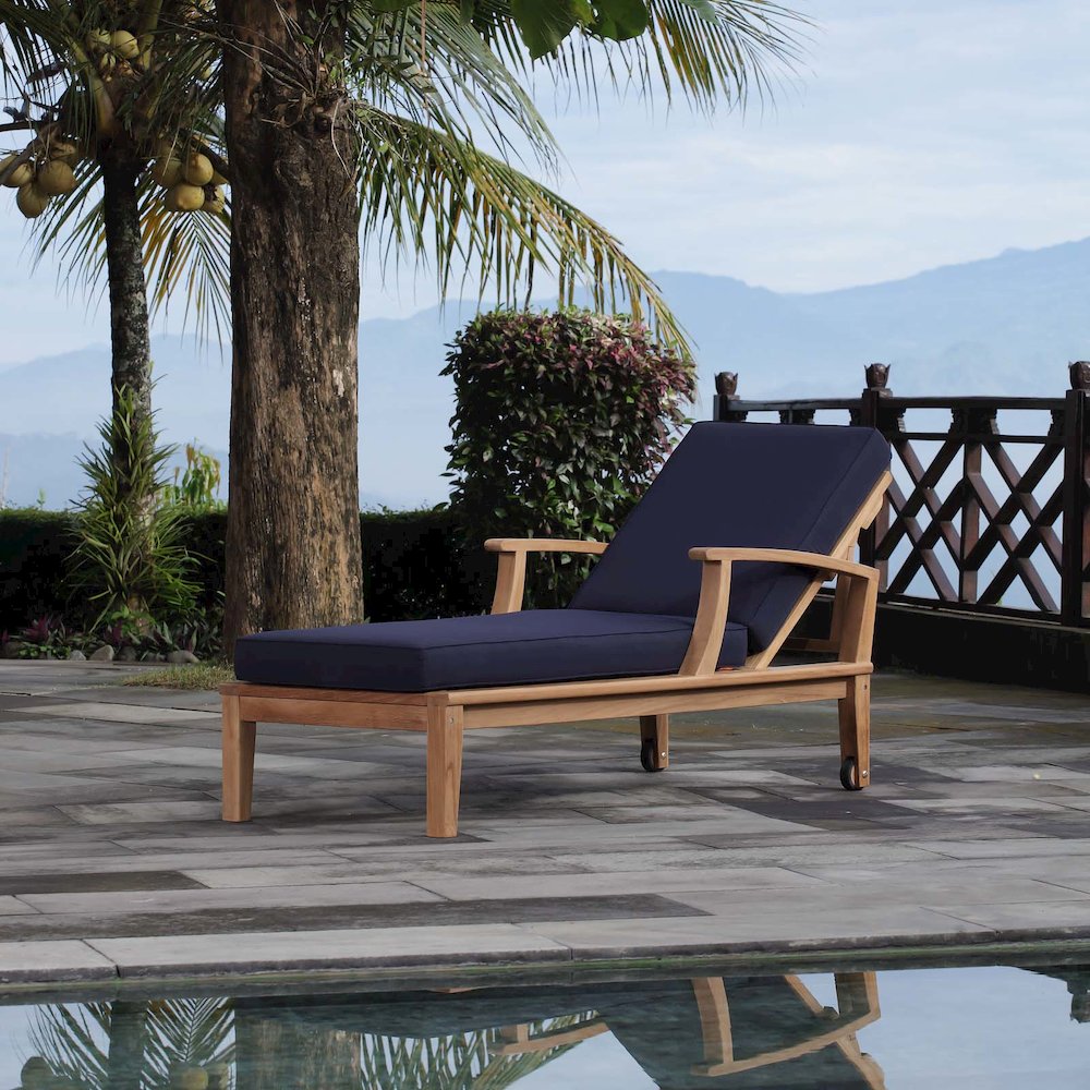Marina Outdoor Patio Teak Single Chaise. Picture 6