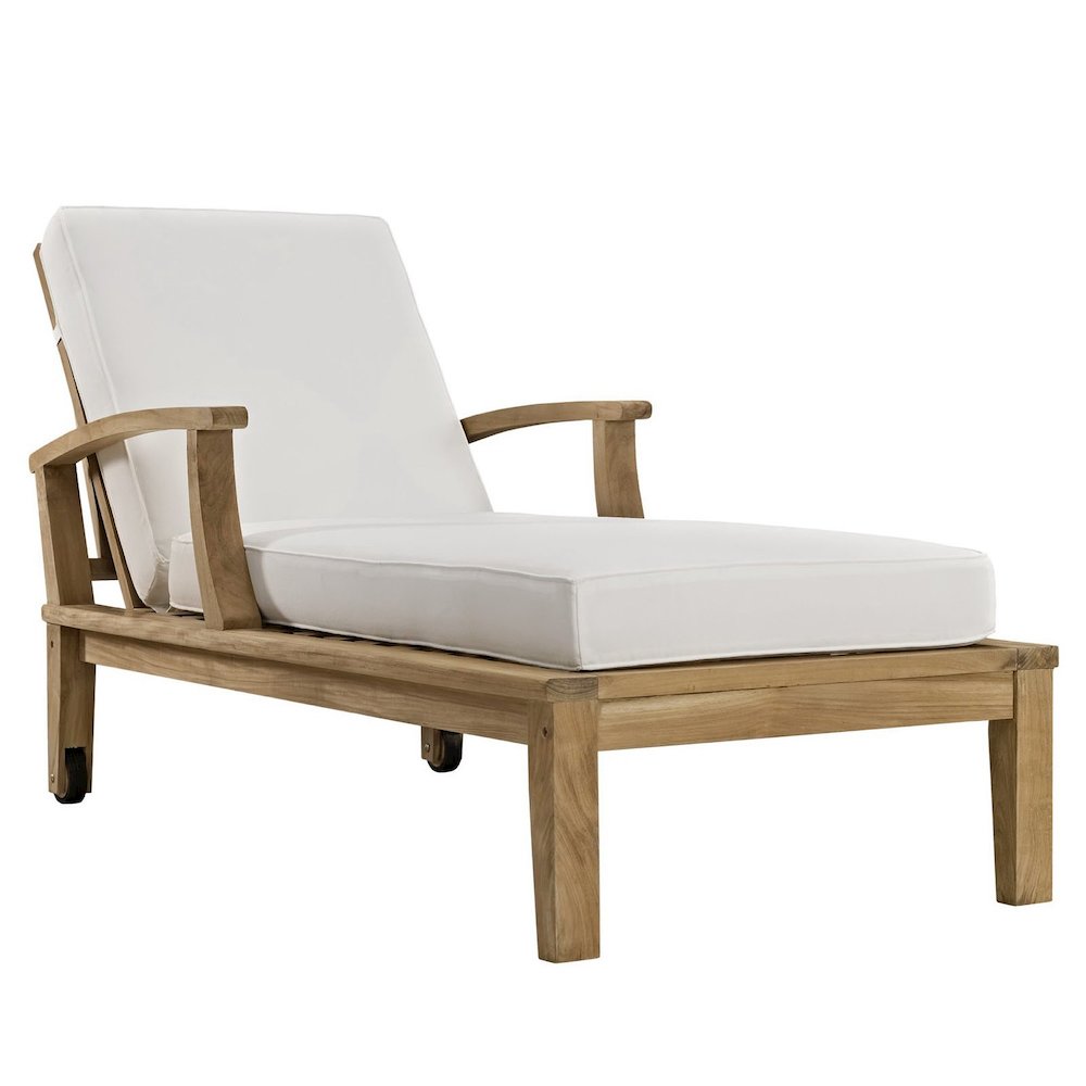 Marina Outdoor Patio Teak Single Chaise. Picture 1