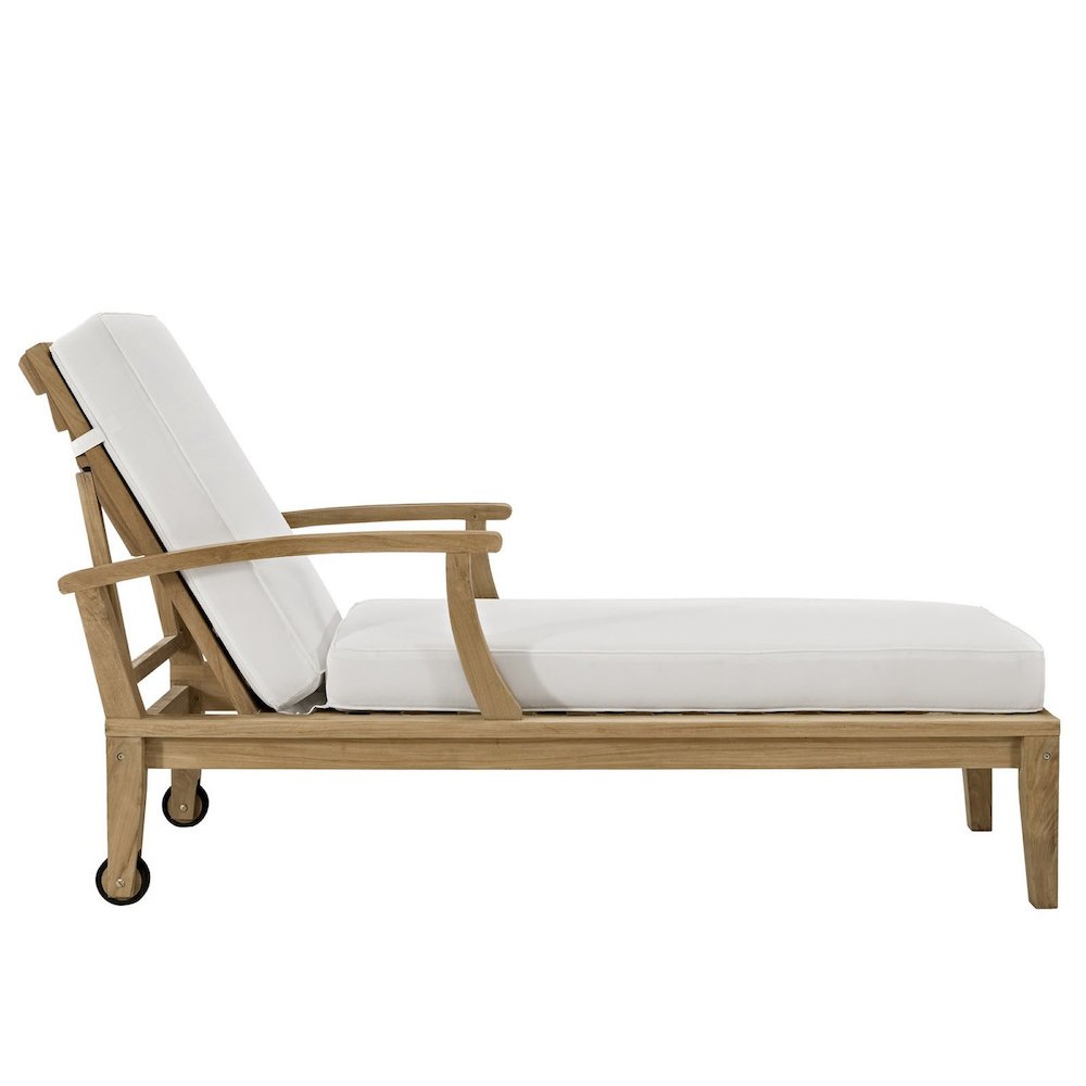 Marina Outdoor Patio Teak Single Chaise. Picture 3