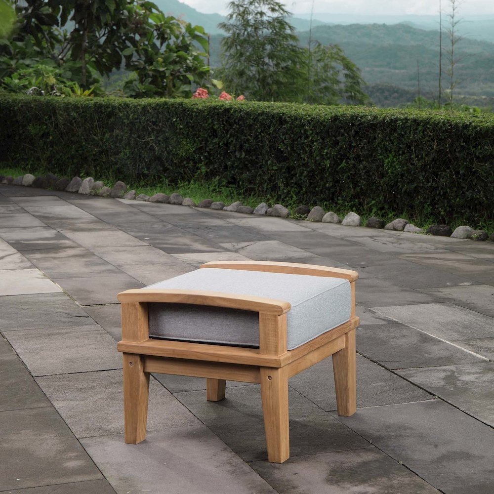 Marina Outdoor Patio Teak Ottoman. Picture 6
