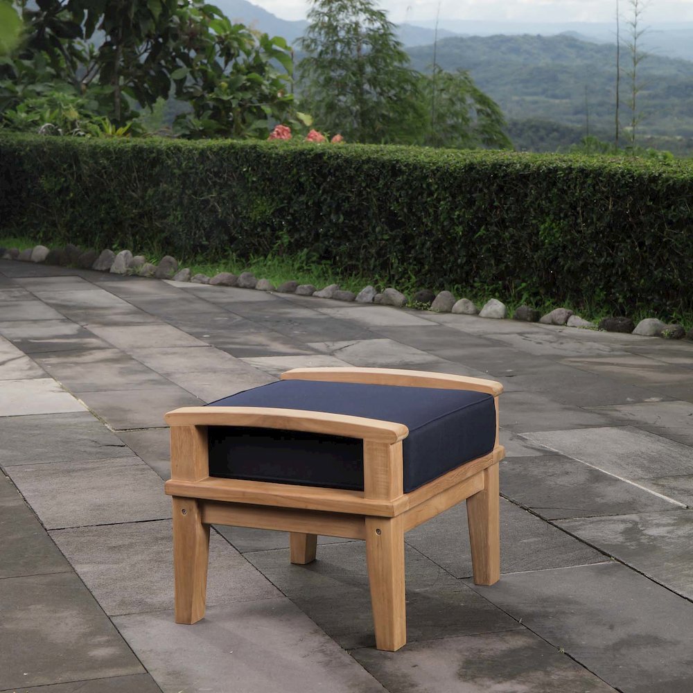 Marina Outdoor Patio Teak Ottoman. Picture 6