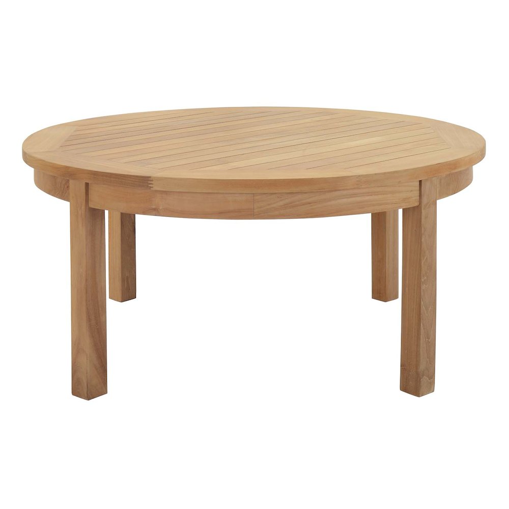 Marina Outdoor Patio Teak Round Coffee Table. Picture 2