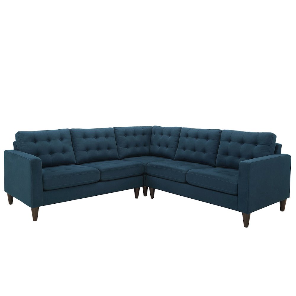 Empress 3 Piece Upholstered Fabric Sectional Sofa Set. Picture 1