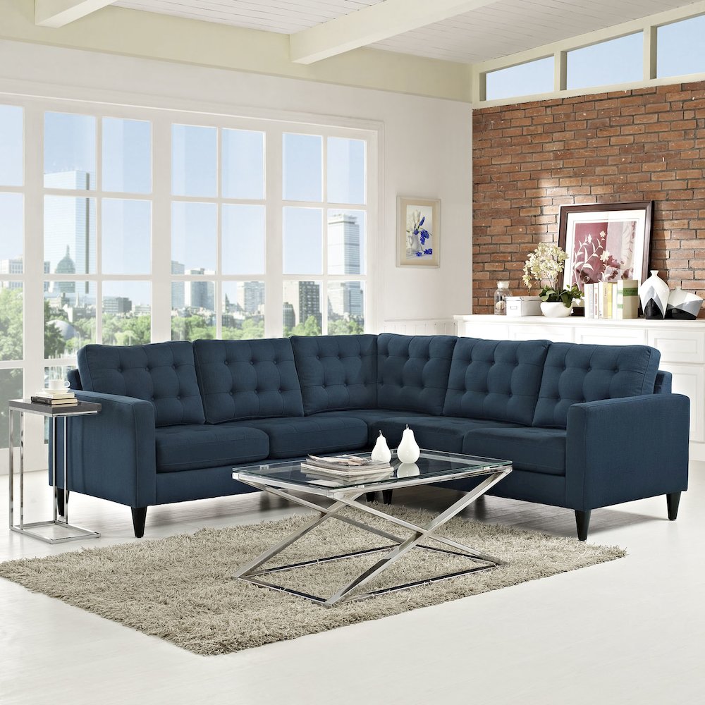 Empress 3 Piece Upholstered Fabric Sectional Sofa Set. Picture 4
