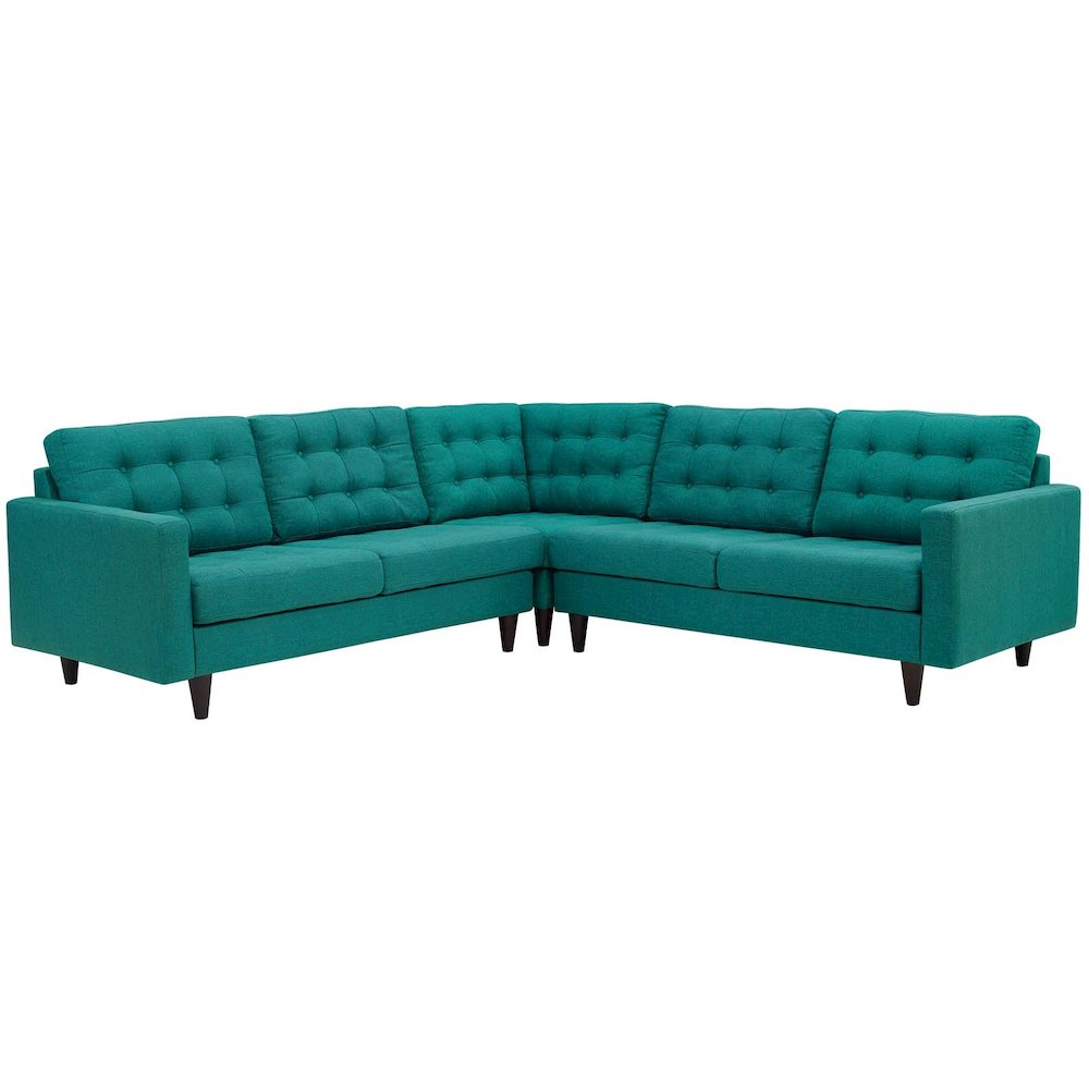 Empress 3 Piece Upholstered Fabric Sectional Sofa Set. Picture 1