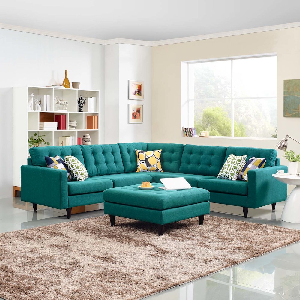 Empress 3 Piece Upholstered Fabric Sectional Sofa Set. Picture 4