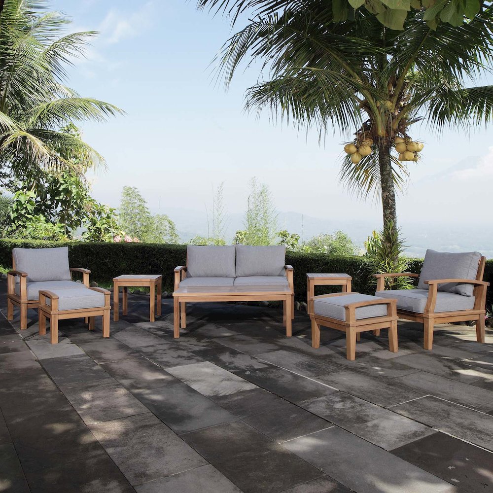 Marina 8 Piece Outdoor Patio Teak Set. Picture 9