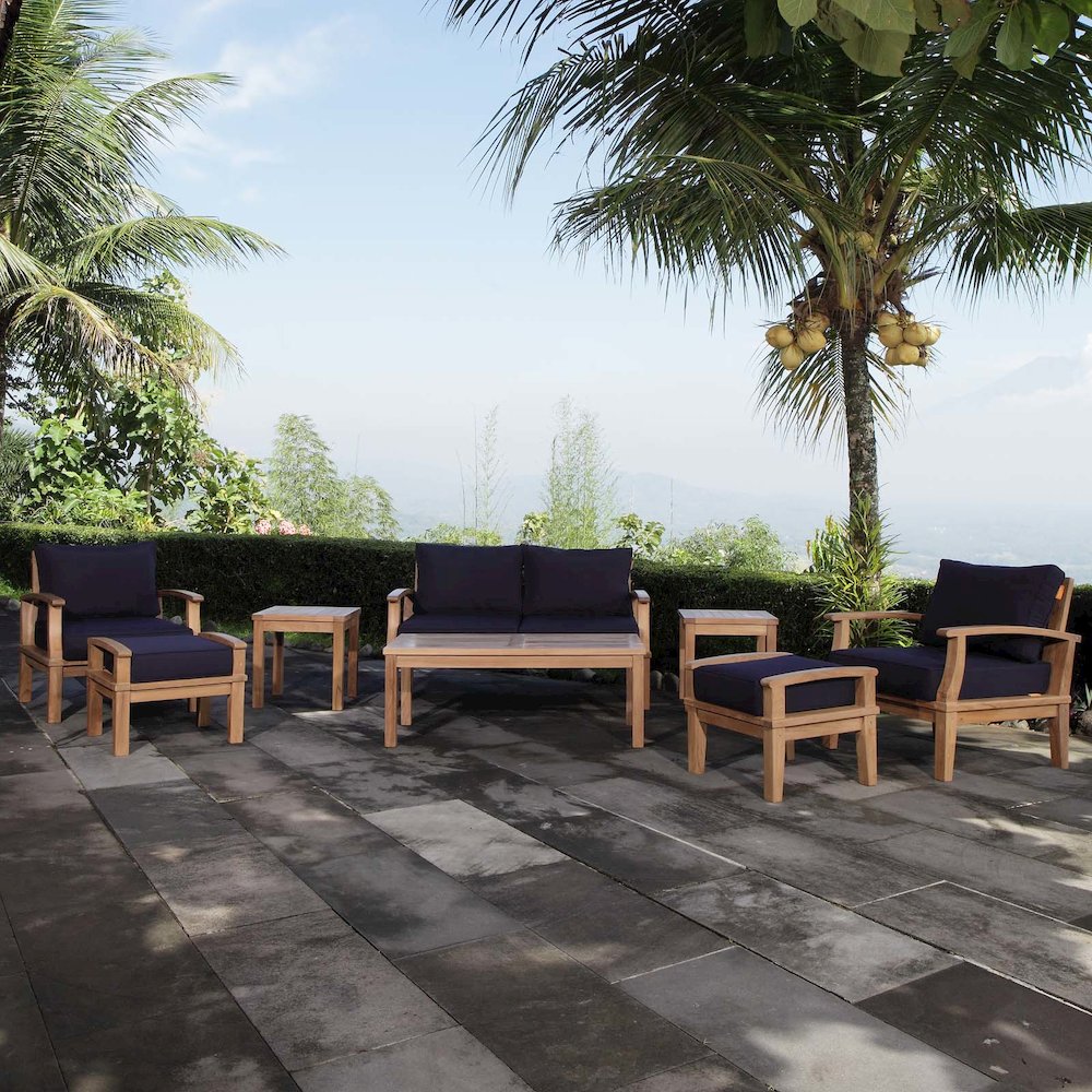 Marina 8 Piece Outdoor Patio Teak Set. Picture 9