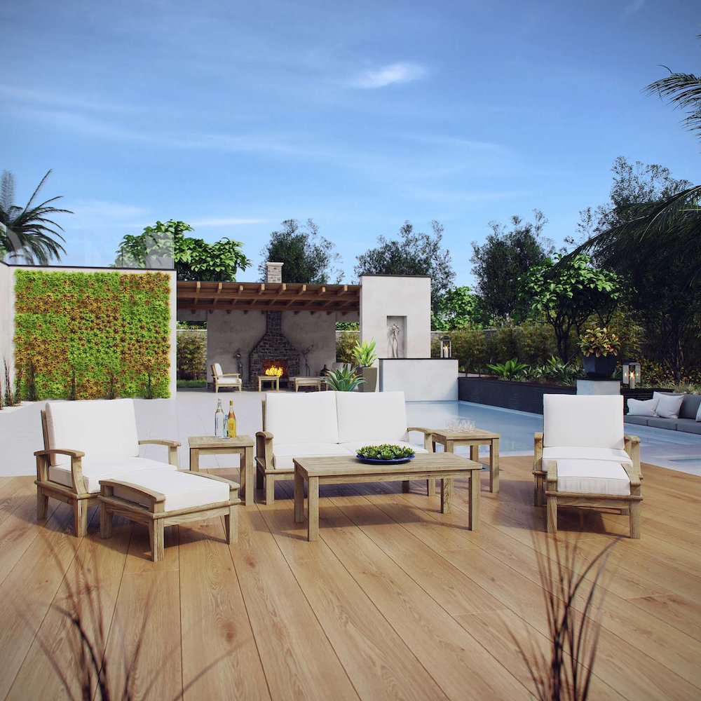 Marina 8 Piece Outdoor Patio Teak Set. Picture 9