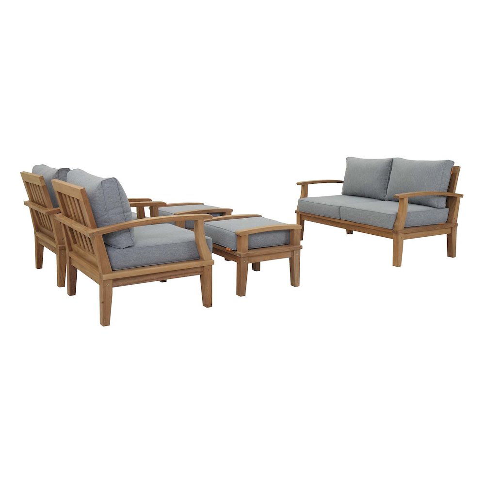 Marina 5 Piece Outdoor Patio Teak Set. Picture 1