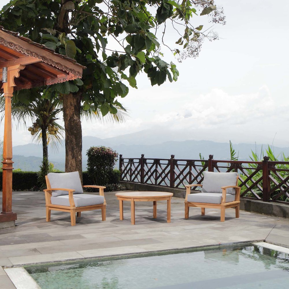 Marina 3 Piece Outdoor Patio Teak Set. Picture 6