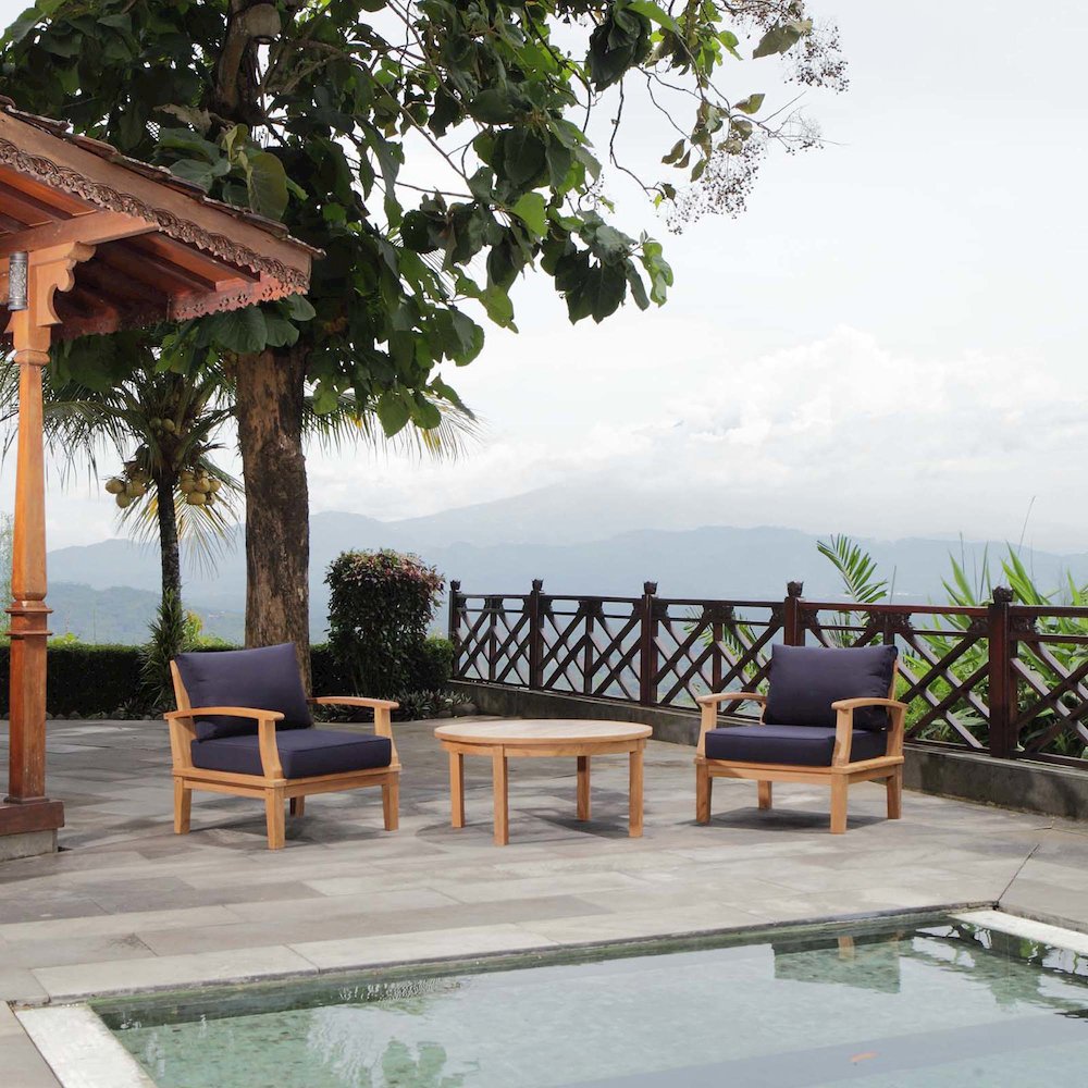 Marina 3 Piece Outdoor Patio Teak Set. Picture 6