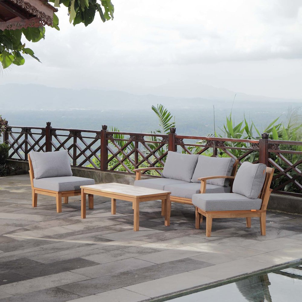 Marina 5 Piece Outdoor Patio Teak Set. Picture 9