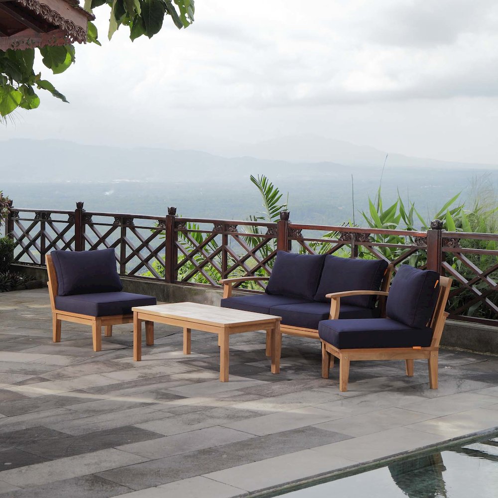 Marina 5 Piece Outdoor Patio Teak Set. Picture 9