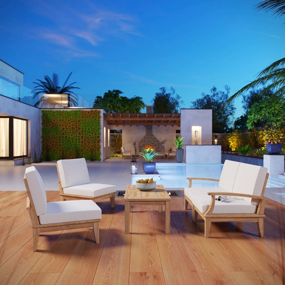 Marina 5 Piece Outdoor Patio Teak Set. Picture 8