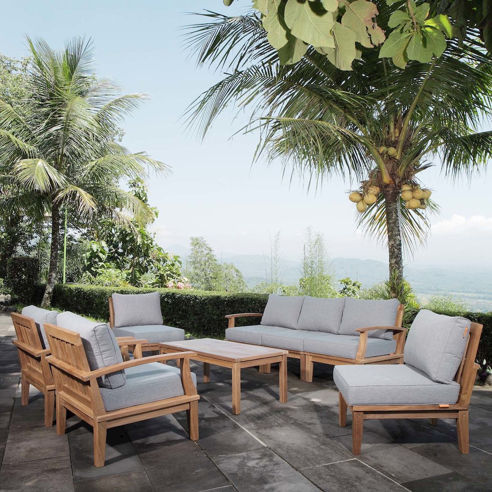 Marina 8 Piece Outdoor Patio Teak Set. Picture 11