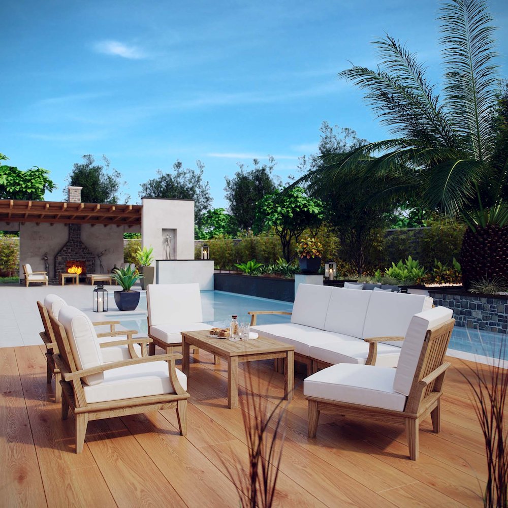 Marina 8 Piece Outdoor Patio Teak Set. Picture 8