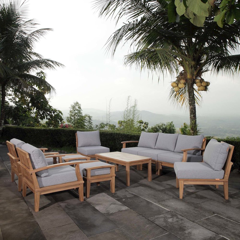 Marina 10 Piece Outdoor Patio Teak Set. Picture 12
