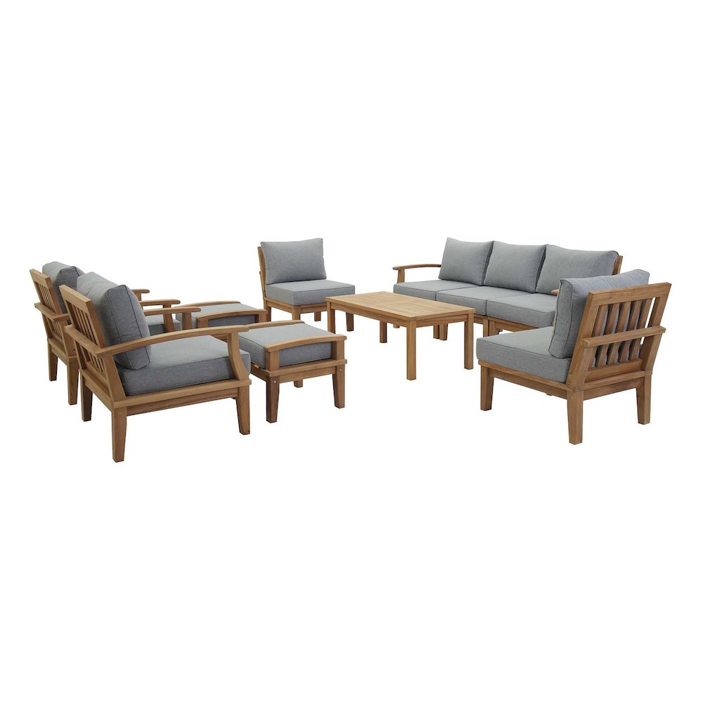Marina 10 Piece Outdoor Patio Teak Set. Picture 1